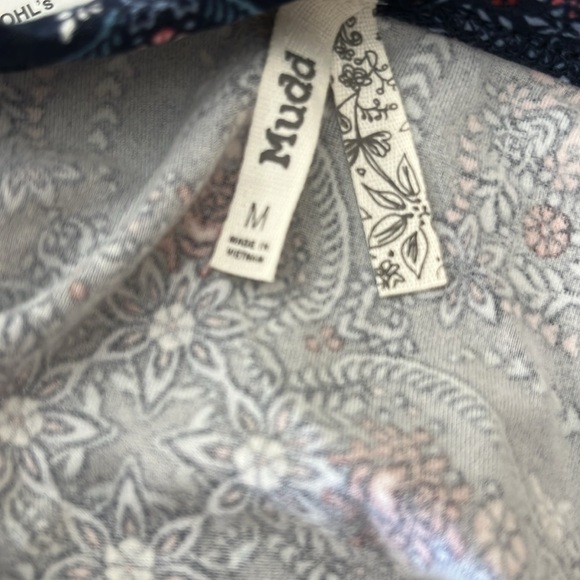 🆕Mudd Square Neck Body Con Long Sleeve Dress Medallion Pattern Navy Sz M - Picture 4 of 7